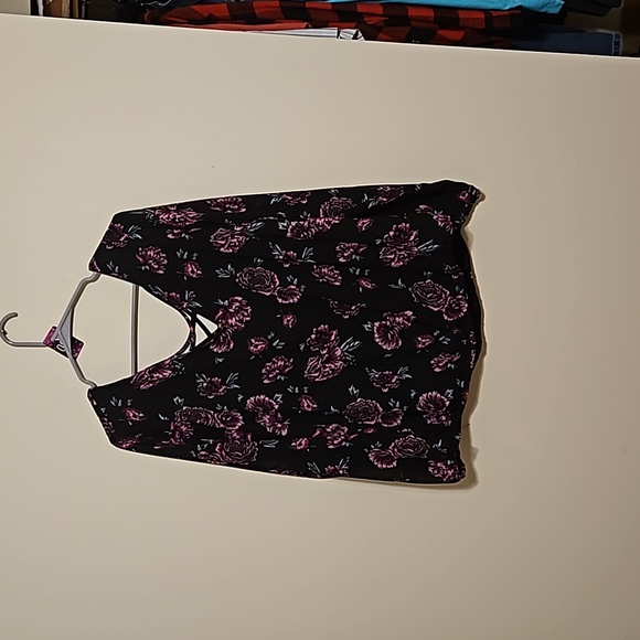 torrid Tops - Torrid black and purple floral V Neck blouse